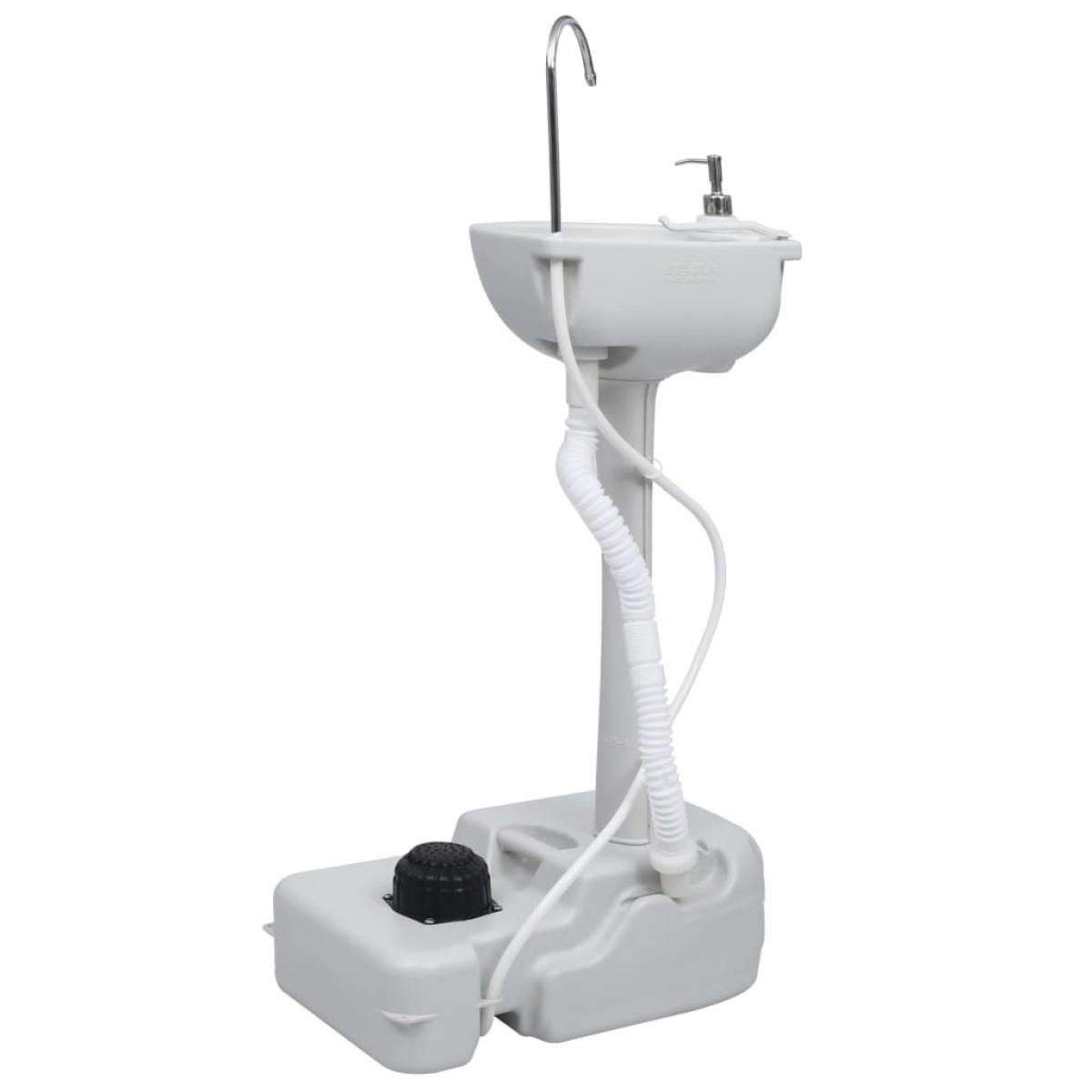 Lavabo portátil con pedestal para camping gris 20 L