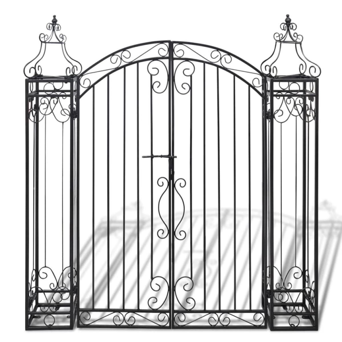 Puerta de jardín decorativa de hierro forjado 122x20,5x134 cm