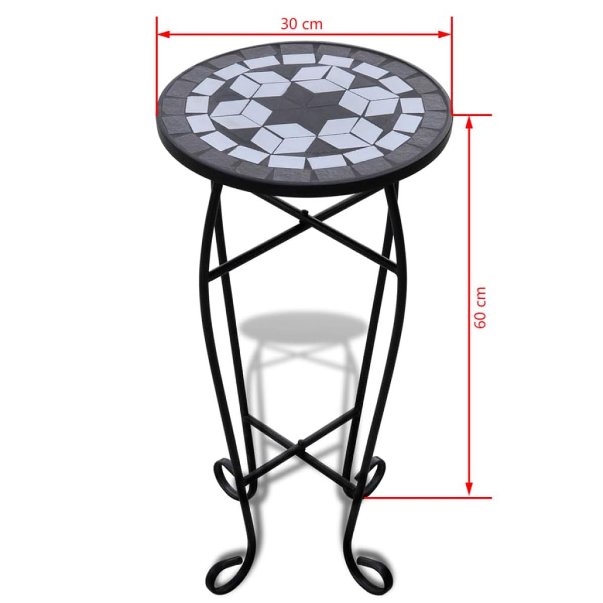 Mesa auxiliar para plantas mosaico negro y blanco