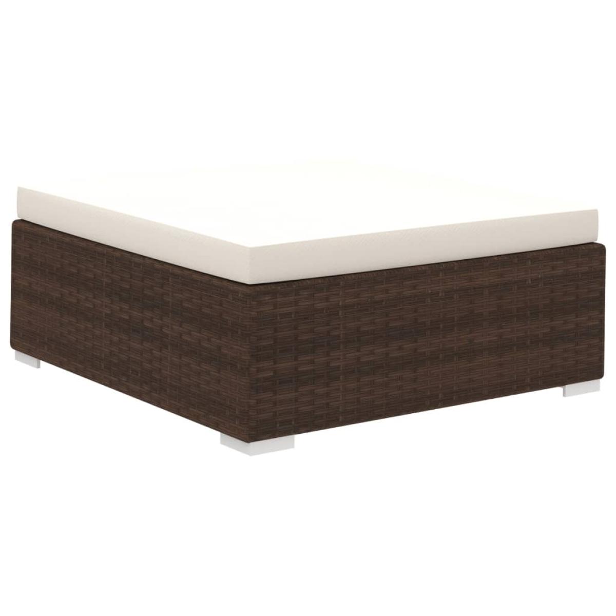 Set muebles de jardín 6 piezas y cojines ratán sintético marrón