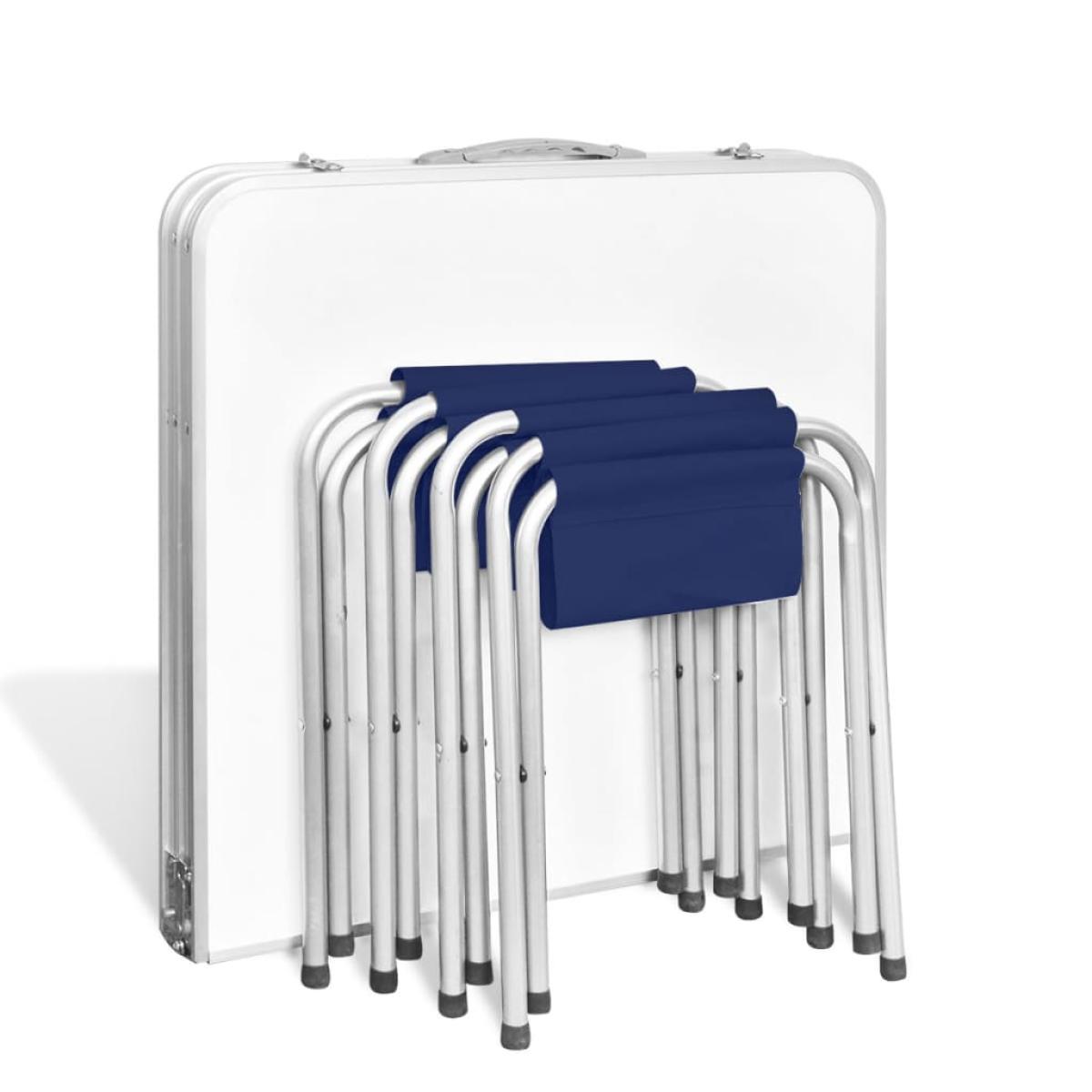 Mesa de camping plegable ajustable con 4 taburetes 120x60 cm