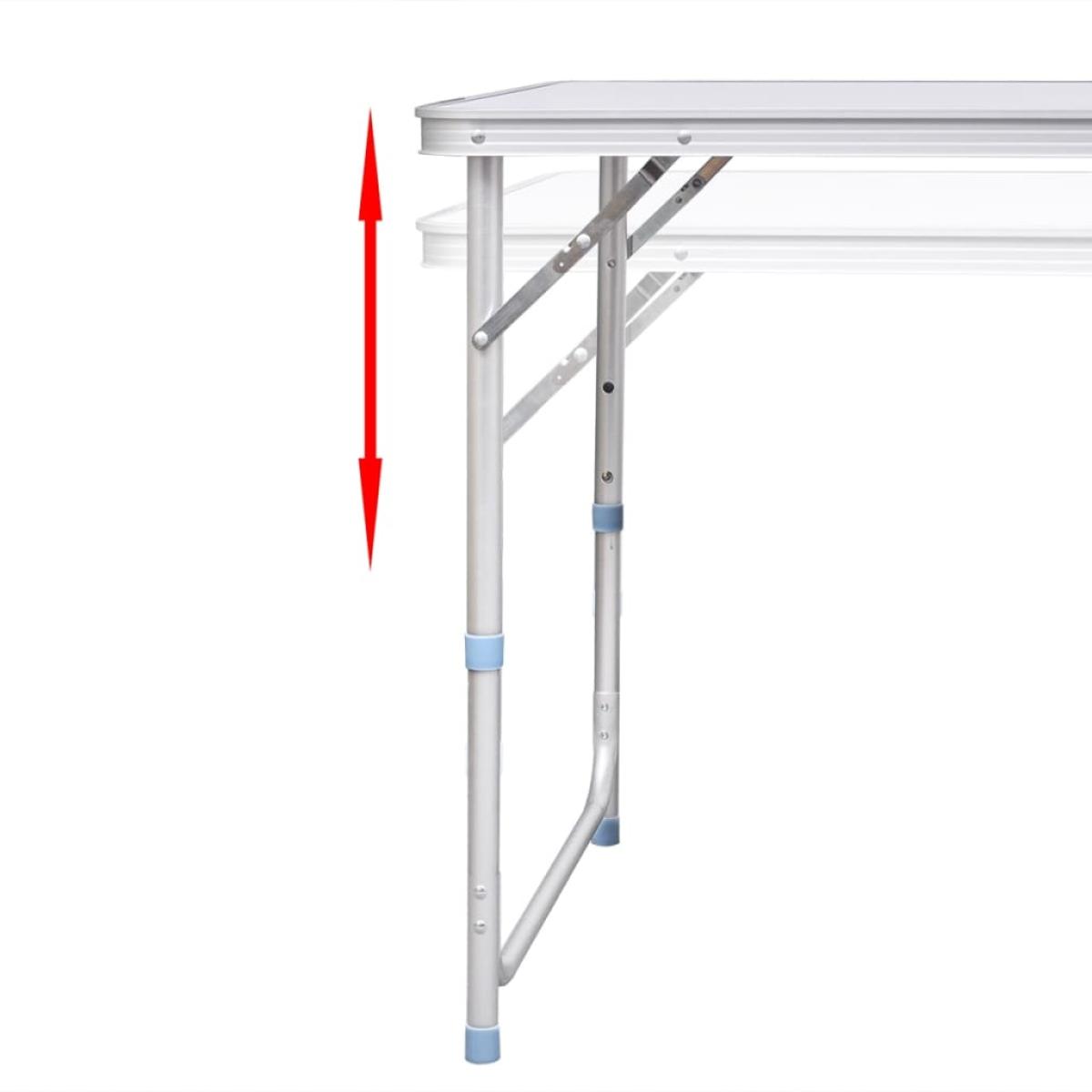 Mesa de camping plegable ajustable con 6 taburetes 180x60 cm