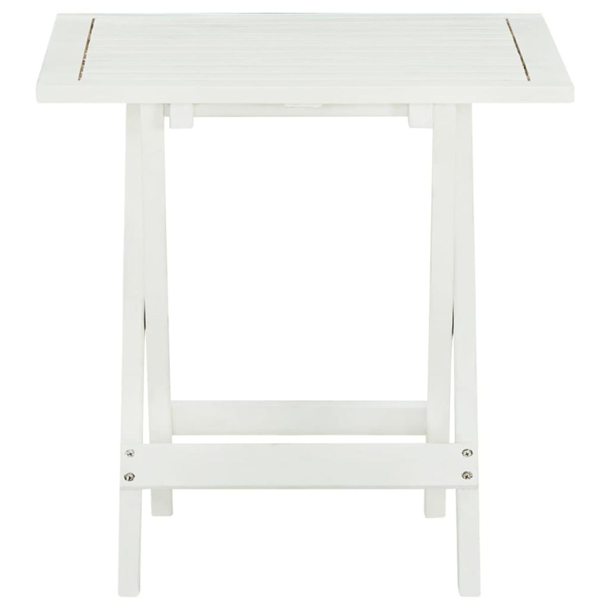 Mesa terraza bistró madera maciza de acacia blanco 46x46x47 cm