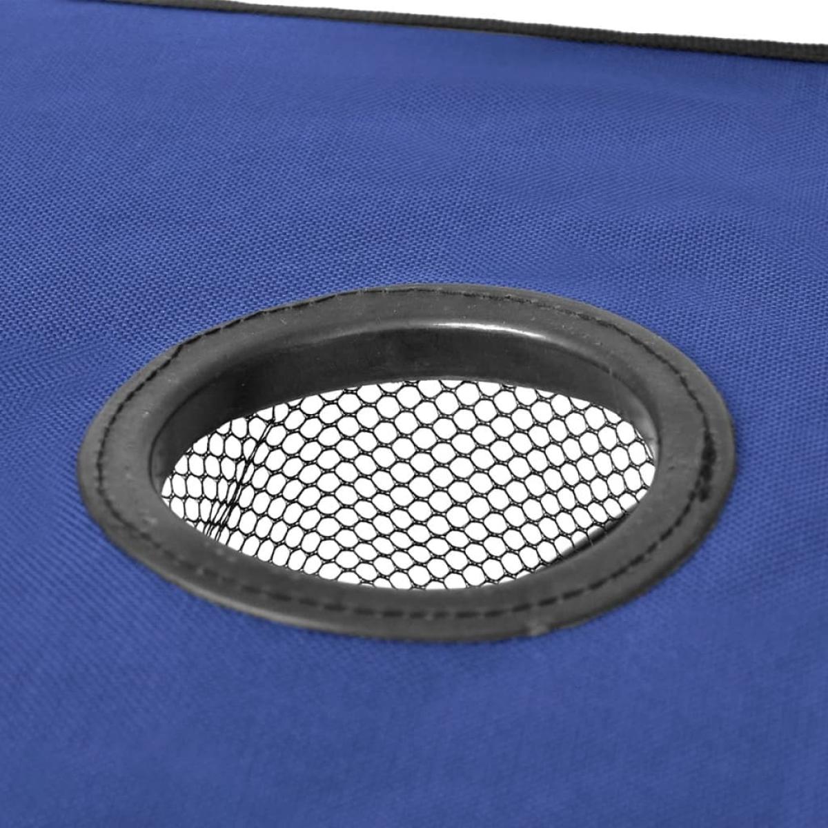 Mesa azúl plegable para camping
