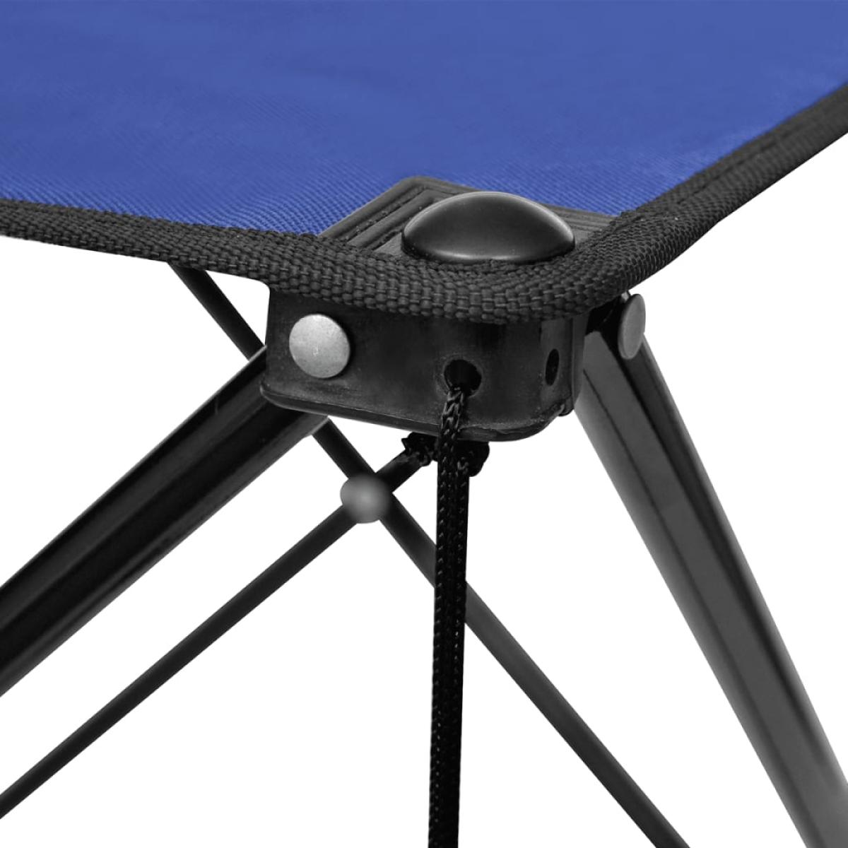 Mesa azúl plegable para camping