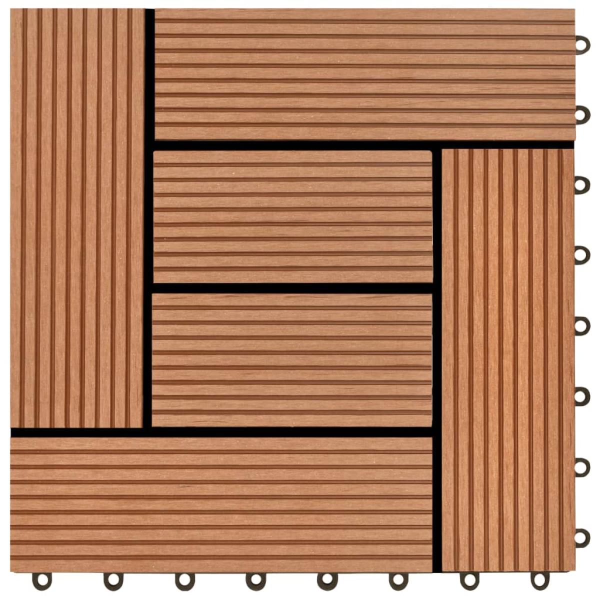 Baldosa de porche WPC marrón 11 unidades 30x30 cm