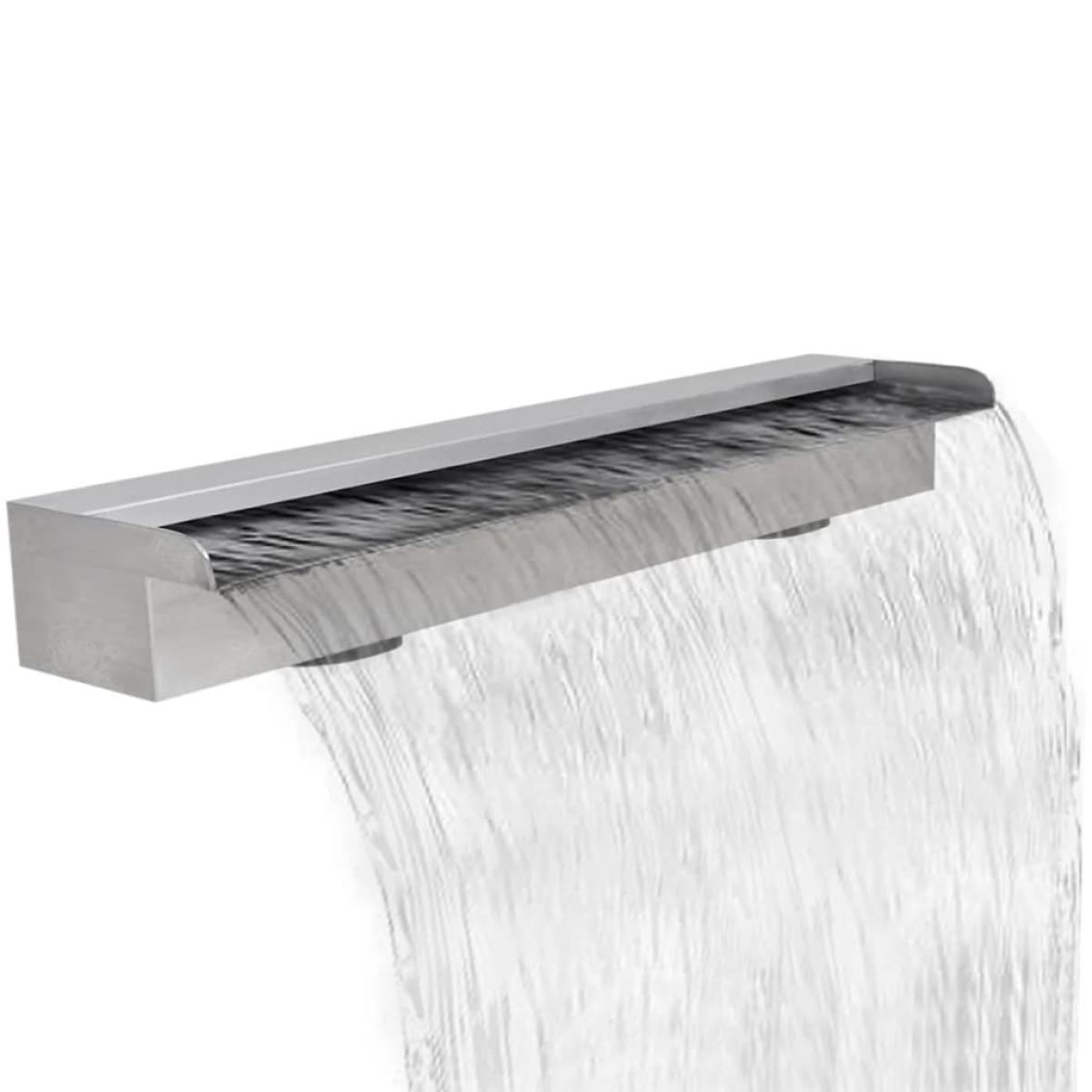 Fuente cascada rectangular piscina acero inoxidable 90 cm