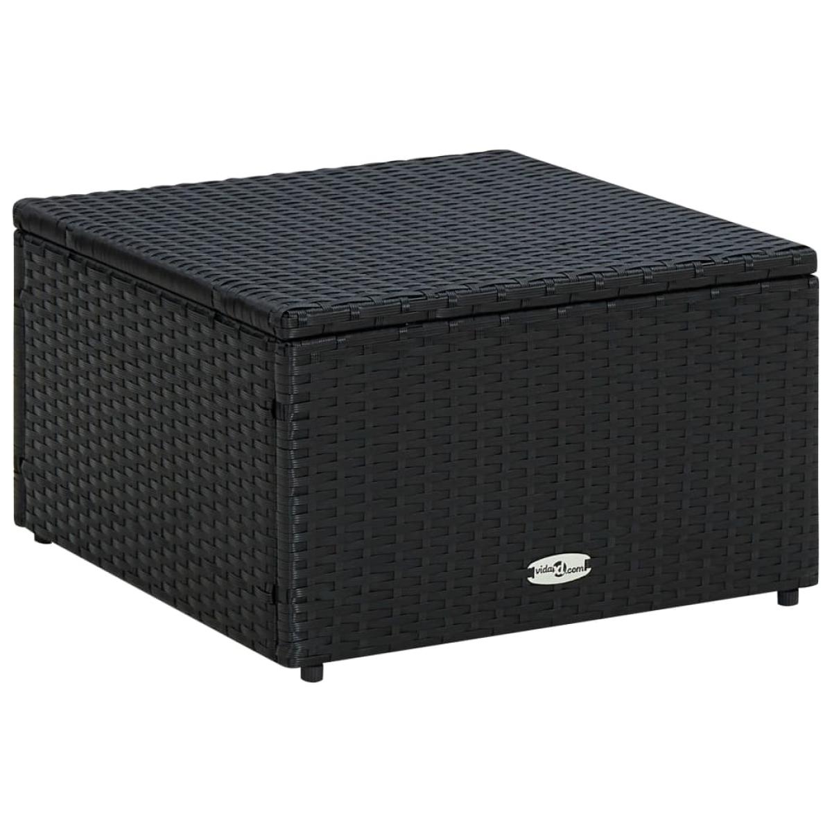 Taburete otomana poli ratán 53x53x30 cm negro 