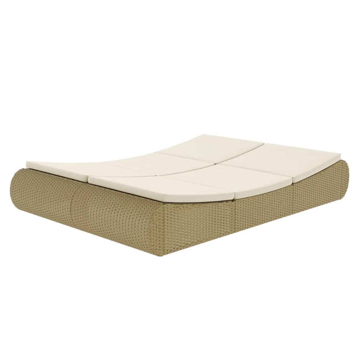 Sofá tumbona de jardín de ratán sintético beige