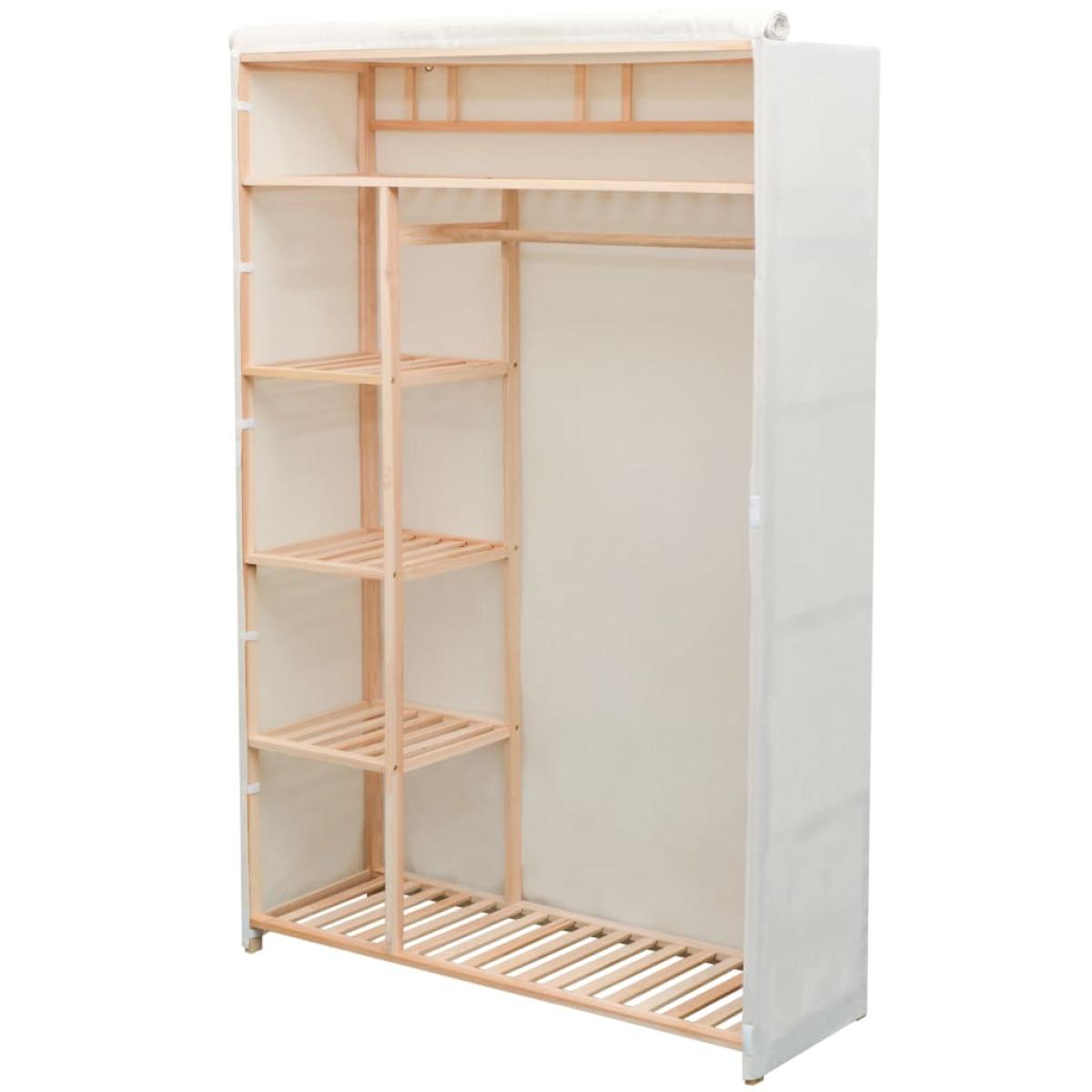 Armario de tela y madera de pino 110x40x170 cm
