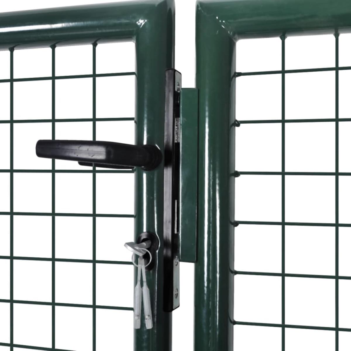 Puerta de valla de acero verde 306x150 cm