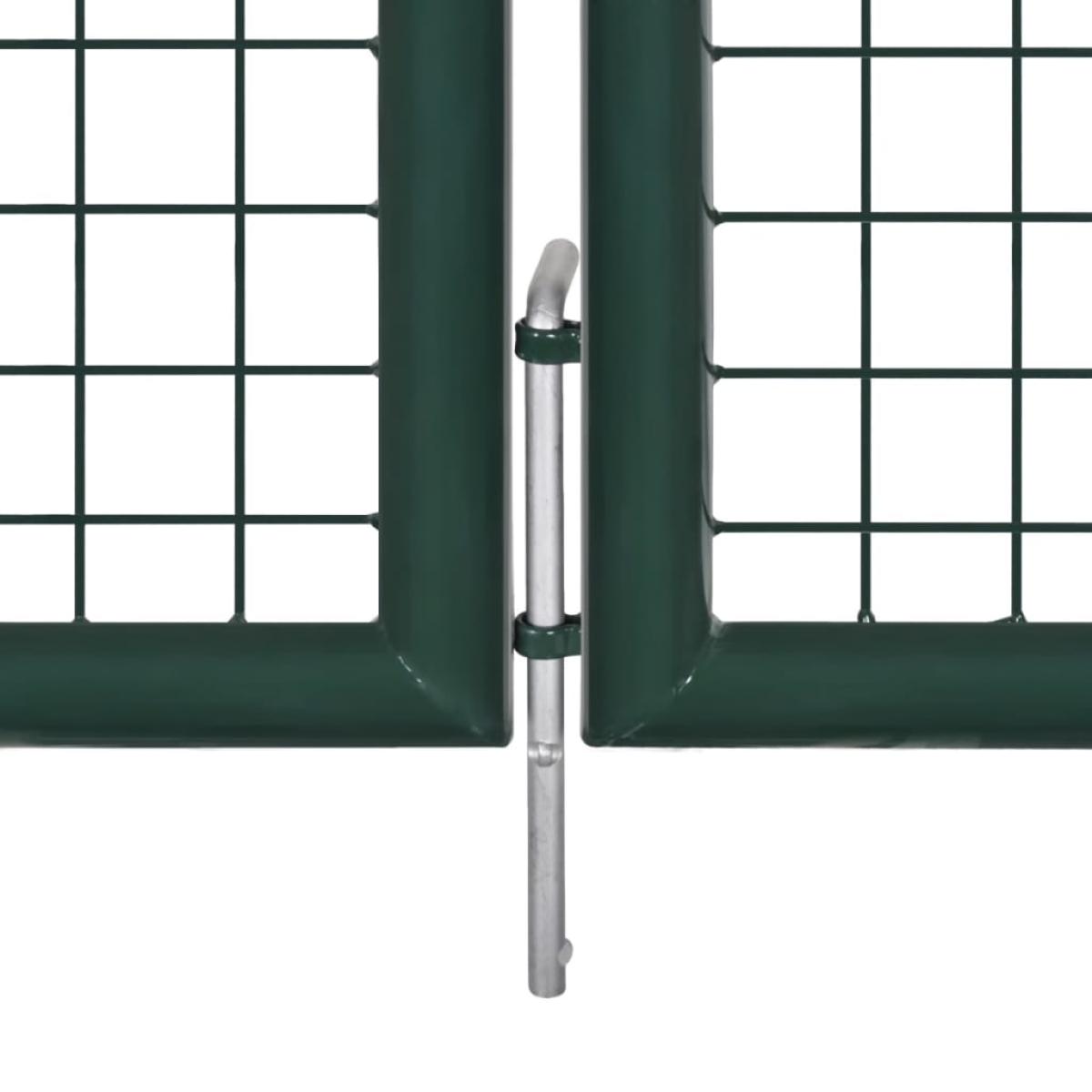 Puerta de valla de acero verde 306x150 cm