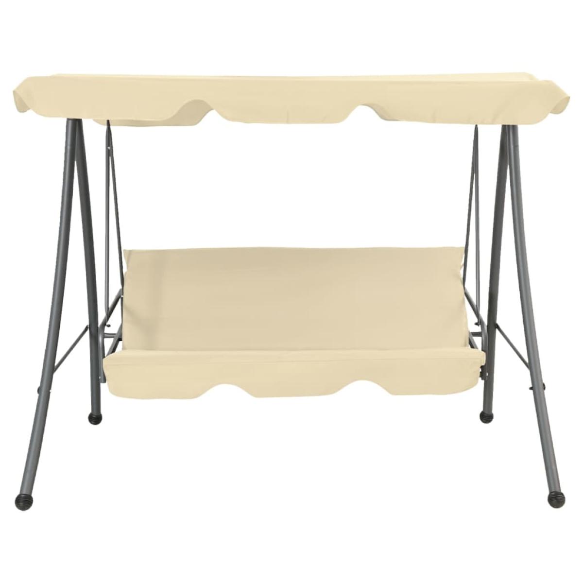 Banco columpio de exterior con dosel blanco arena