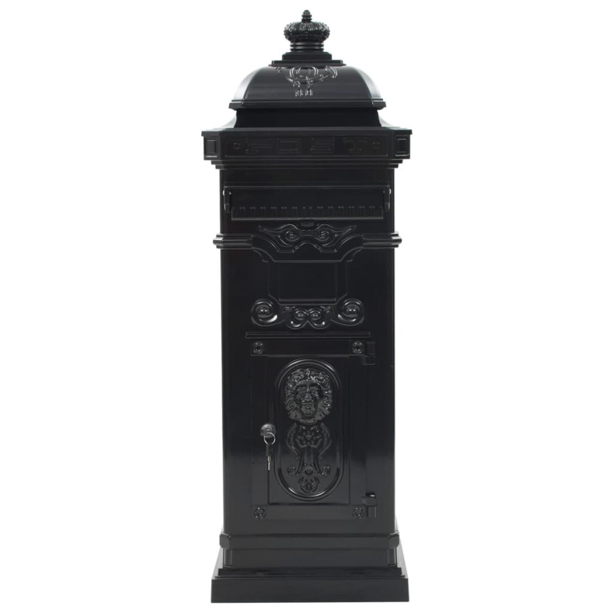 Buzón de columna de aluminio estilo vintage inoxidable negro