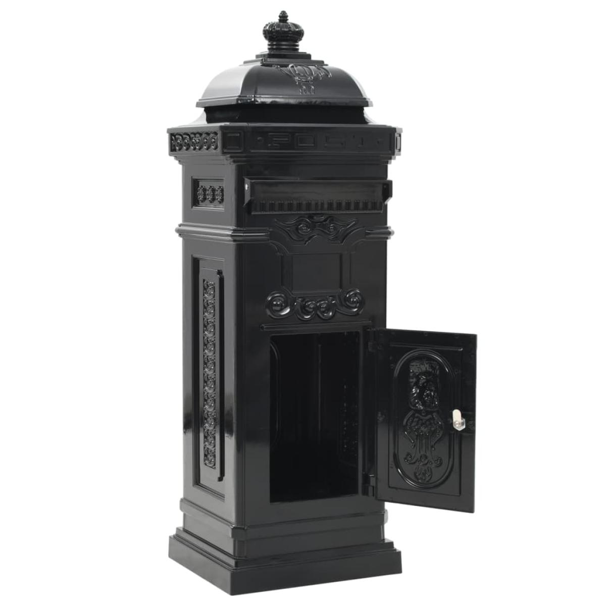 Buzón de columna de aluminio estilo vintage inoxidable negro