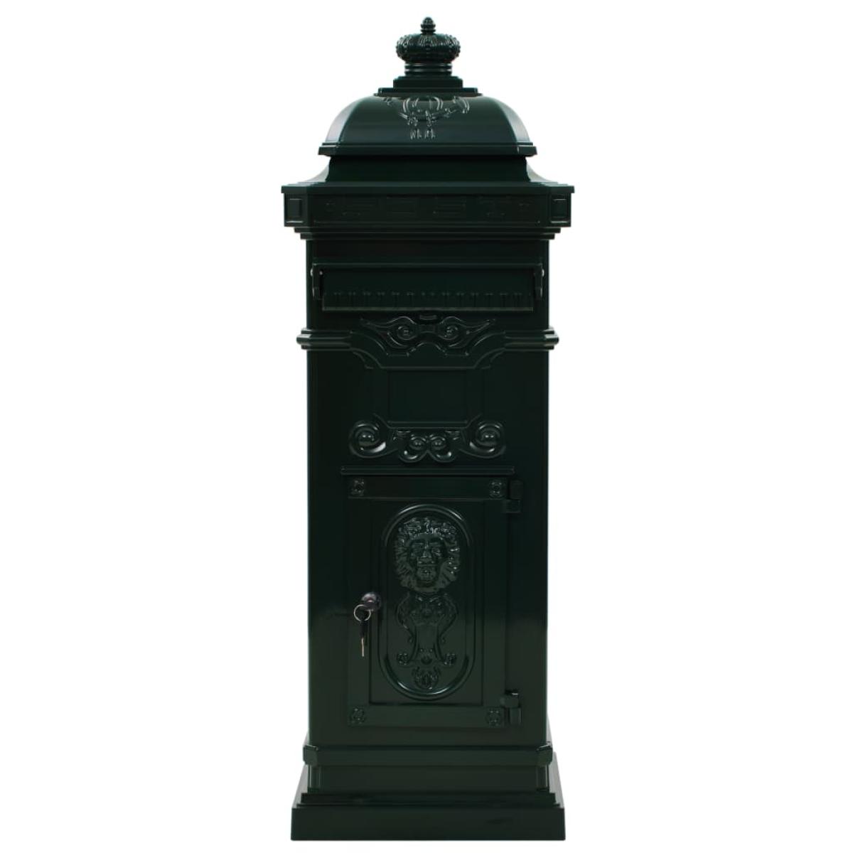 Buzón de columna de aluminio estilo vintage inoxidable verde