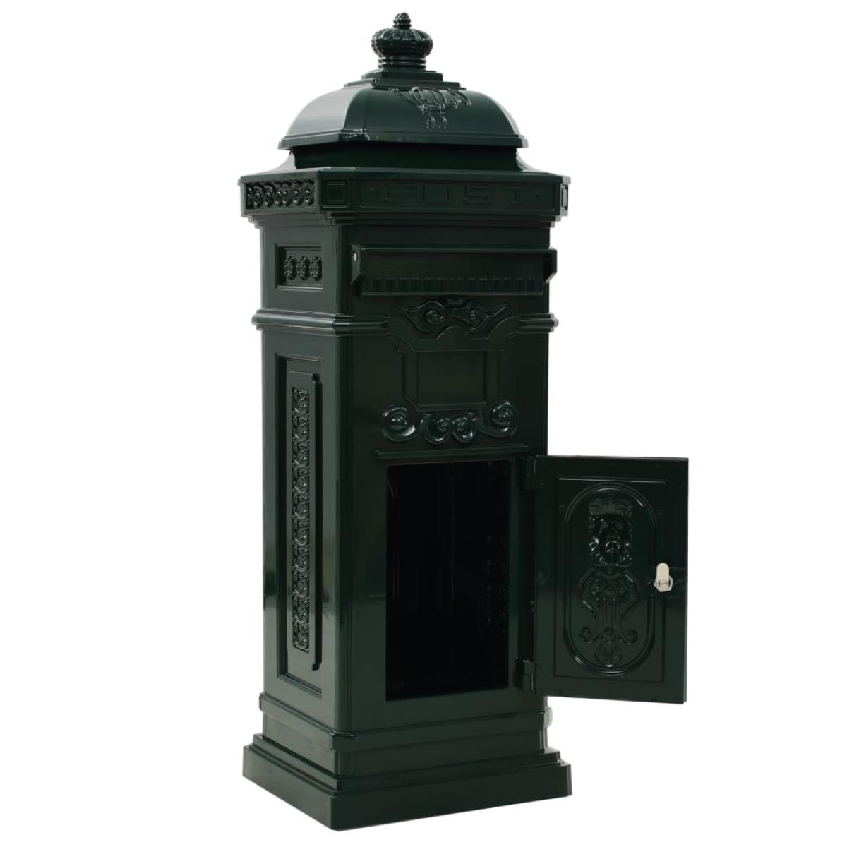 Buzón de columna de aluminio estilo vintage inoxidable verde