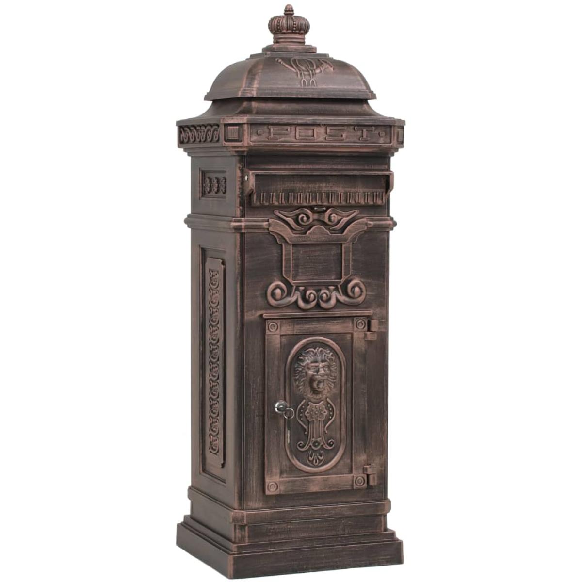 Buzón de columna de aluminio estilo vintage inoxidable bronce