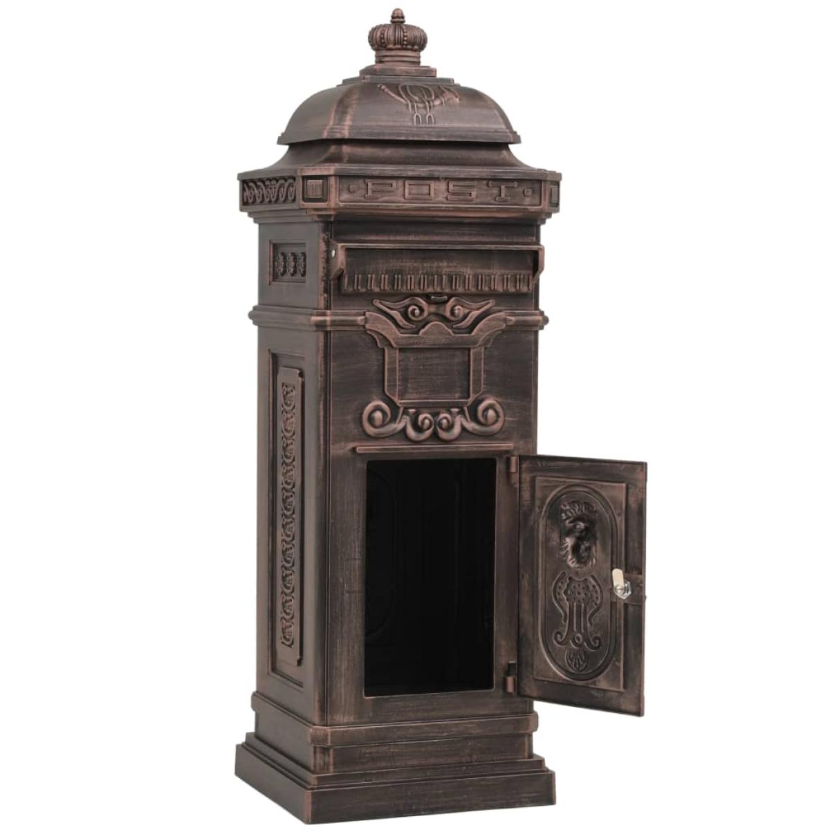 Buzón de columna de aluminio estilo vintage inoxidable bronce