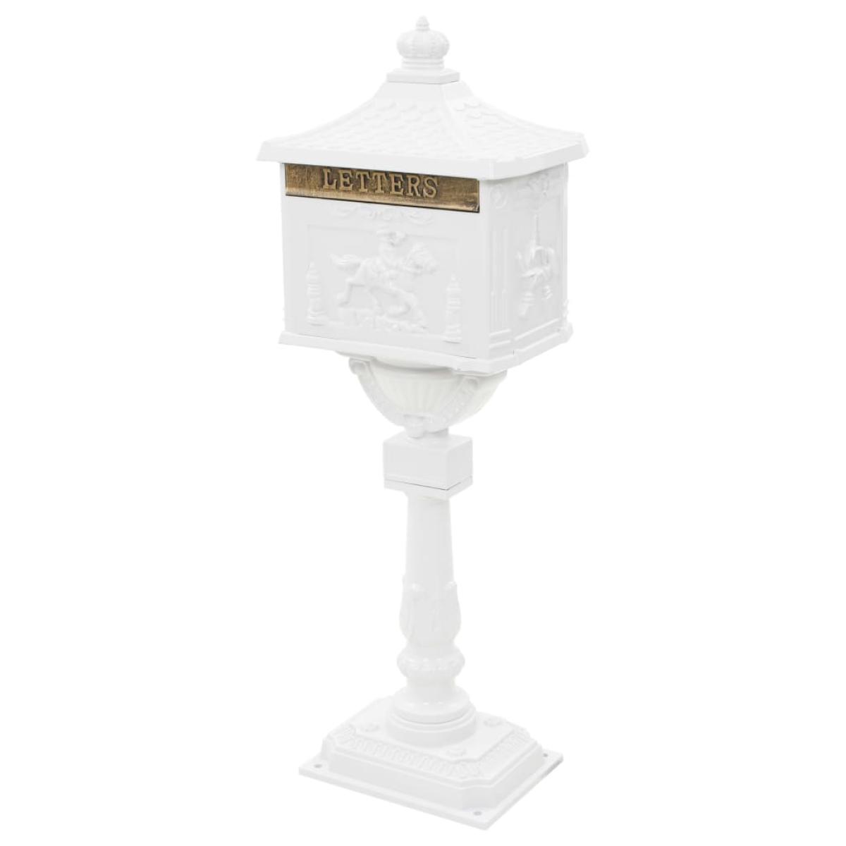 Buzón de pedestal de aluminio estilo vintage inoxidable blanco