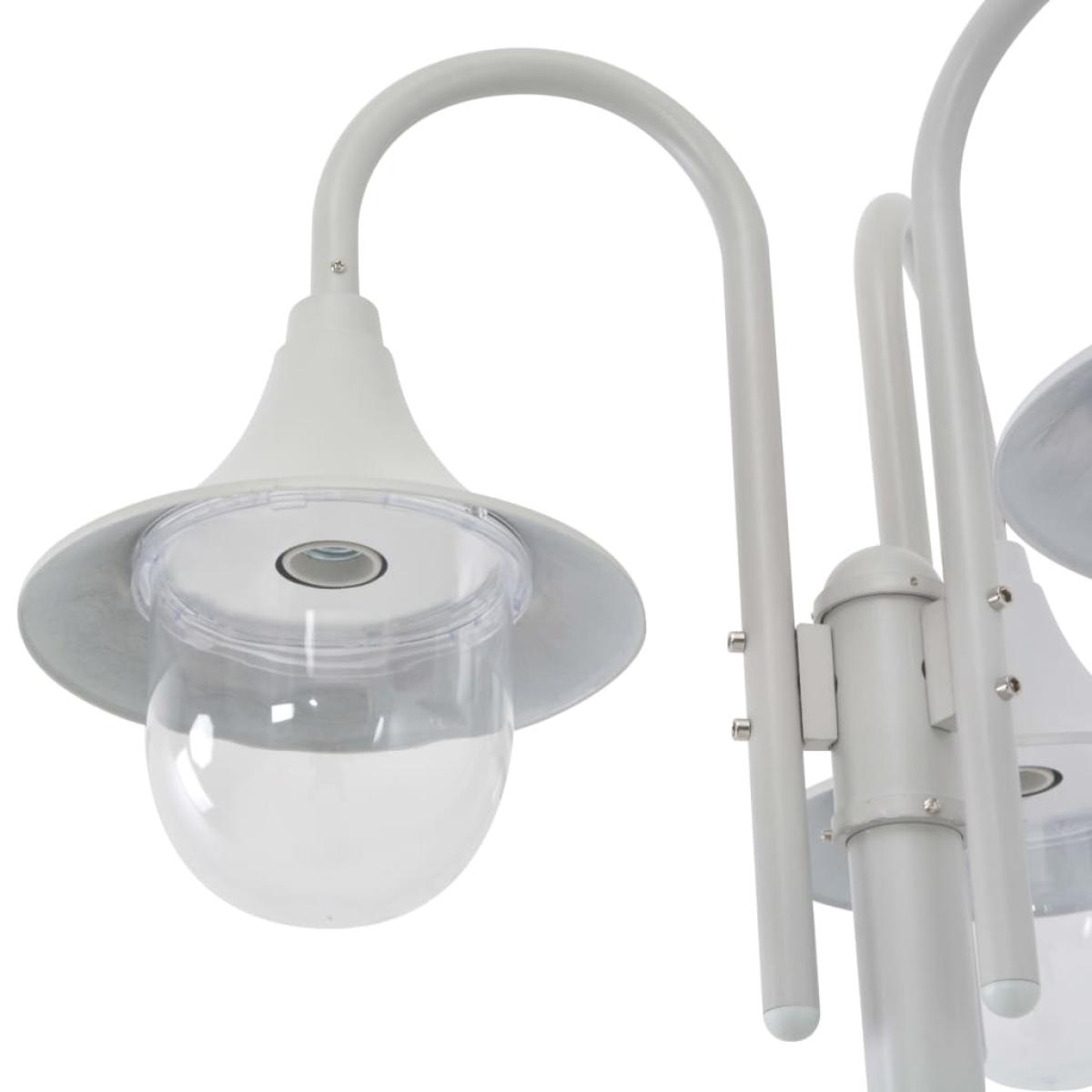 Farolas de jardín con 3 luces aluminio blanca E27 220 cm 