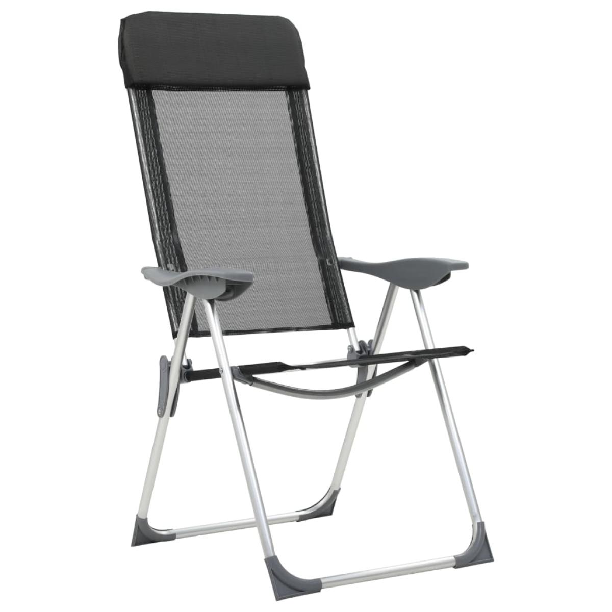 Sillas de camping plegables de aluminio 4 unidades negro