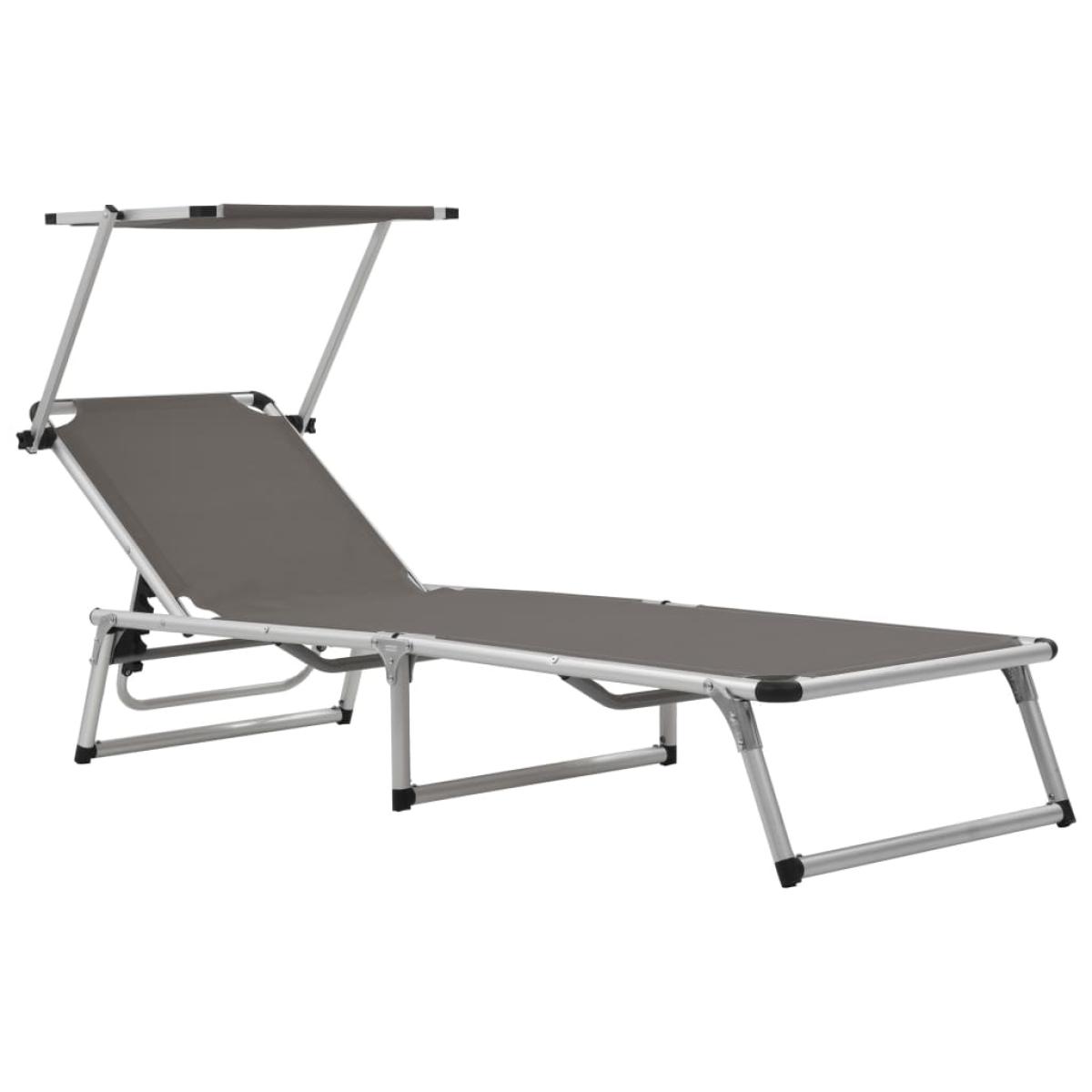 Tumbona plegable con toldo aluminio y textilene gris