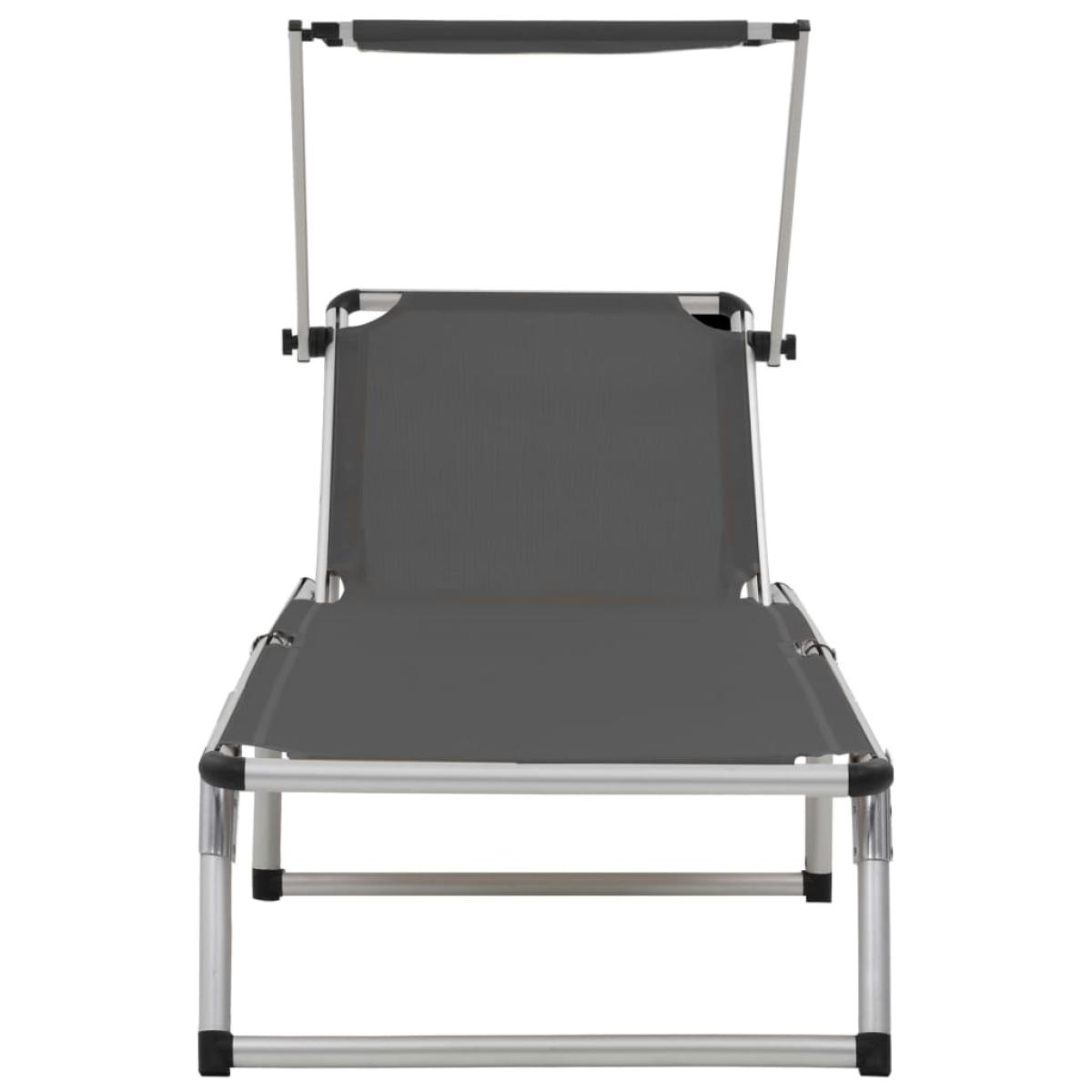 Tumbona plegable con toldo aluminio y textilene gris