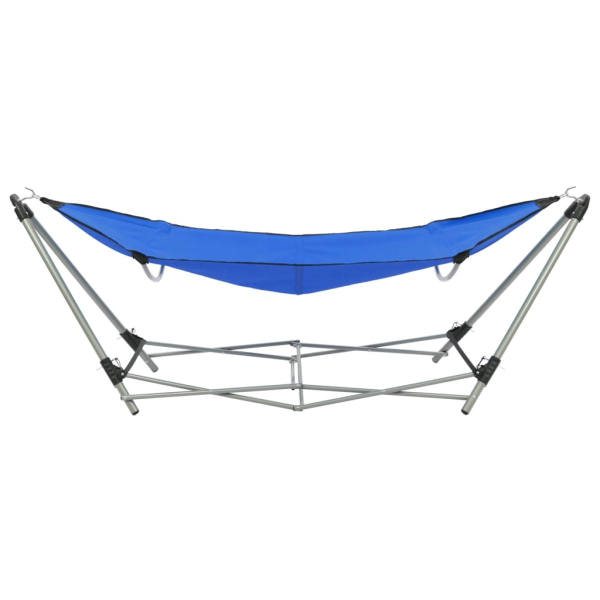 Hamaca con soporte plegable azul