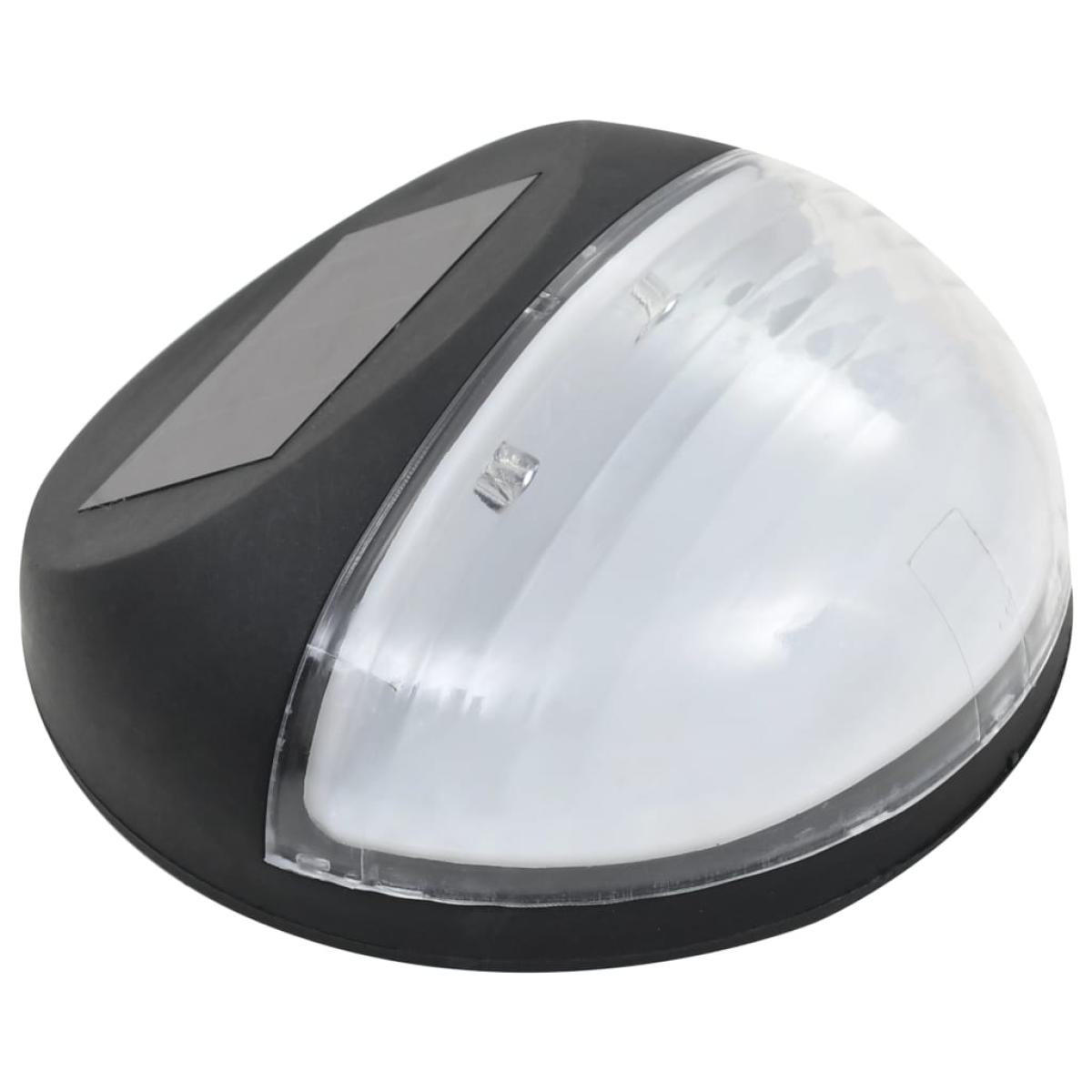 Lámparas solares LED de pared exterior redonda 12 uds negro