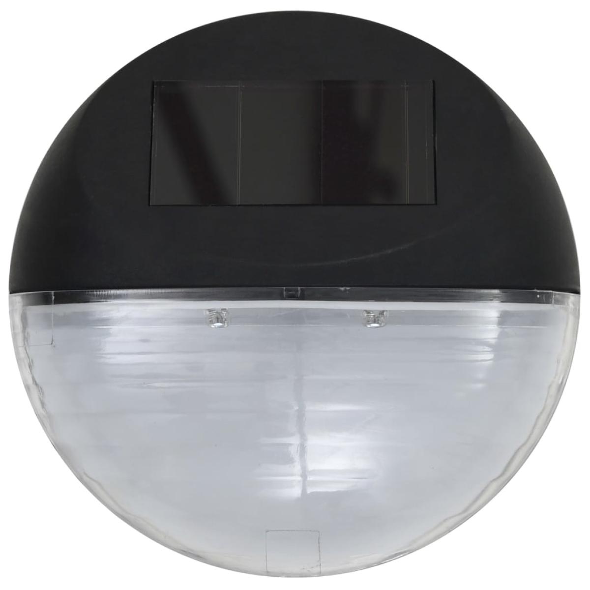 Lámparas solares LED de pared exterior redonda 12 uds negro