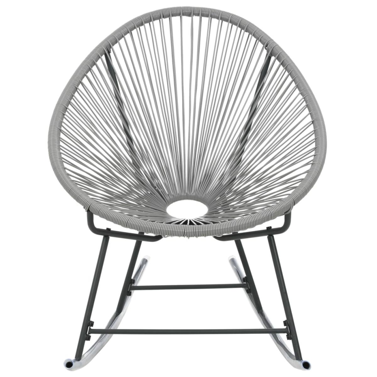 Silla mecedora redonda de ratán sintético gris