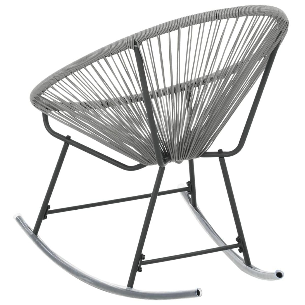 Silla mecedora redonda de ratán sintético gris