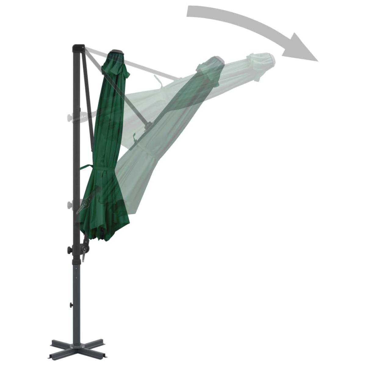 Sombrilla voladiza con poste de aluminio verde 300 cm