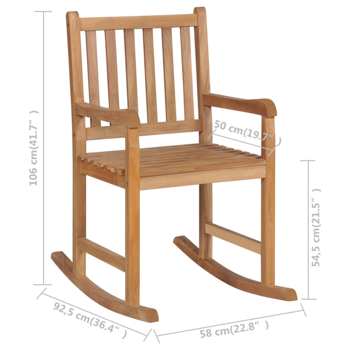 Mecedora de madera de teca maciza marrón 