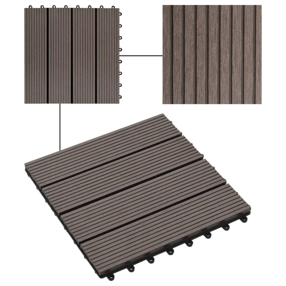 Baldosas de porche de WPC 30x30 cm 1 m² marrón oscuro 11 uds