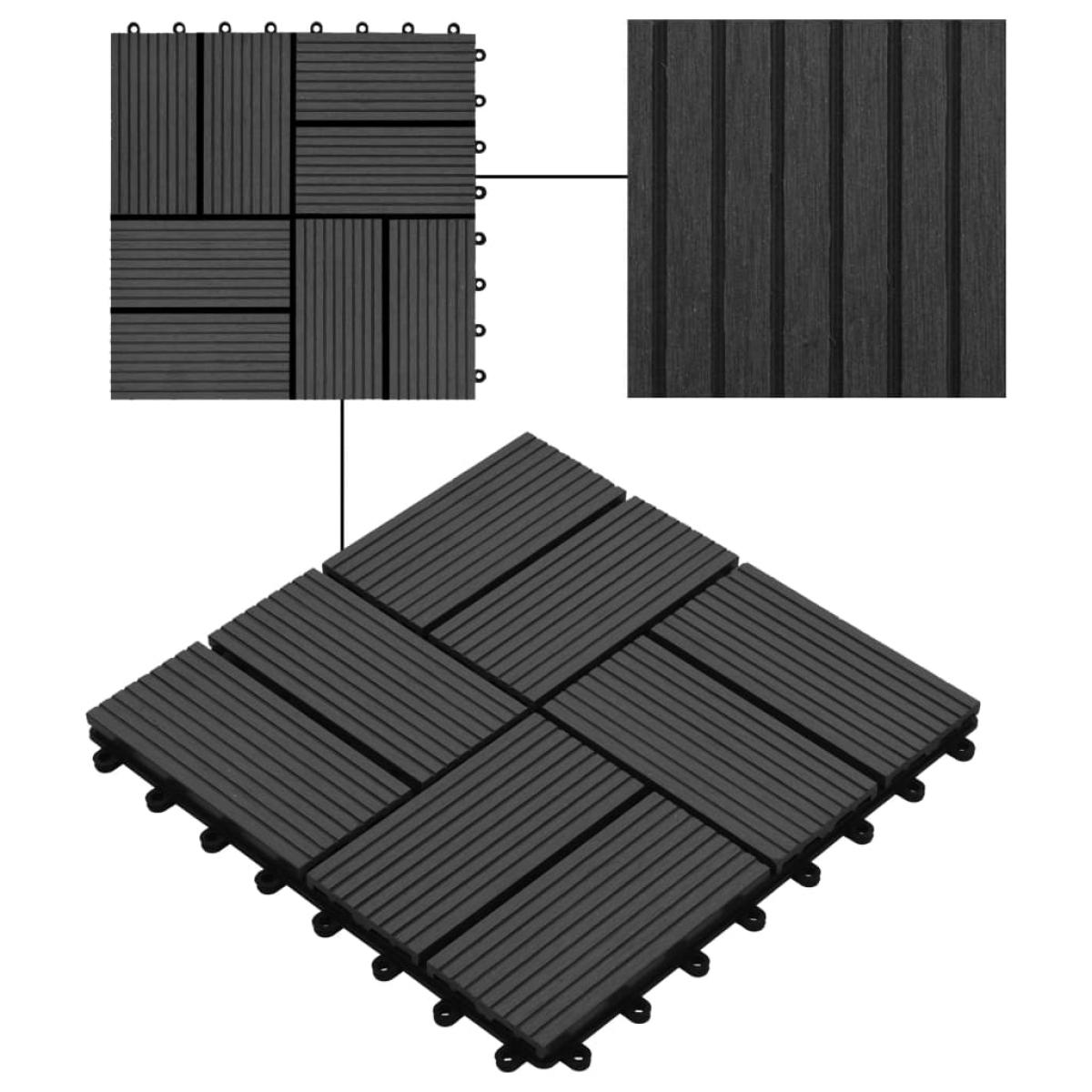 Baldosas para porche de WPC 30x30 cm 1 m² negro 11 unidades