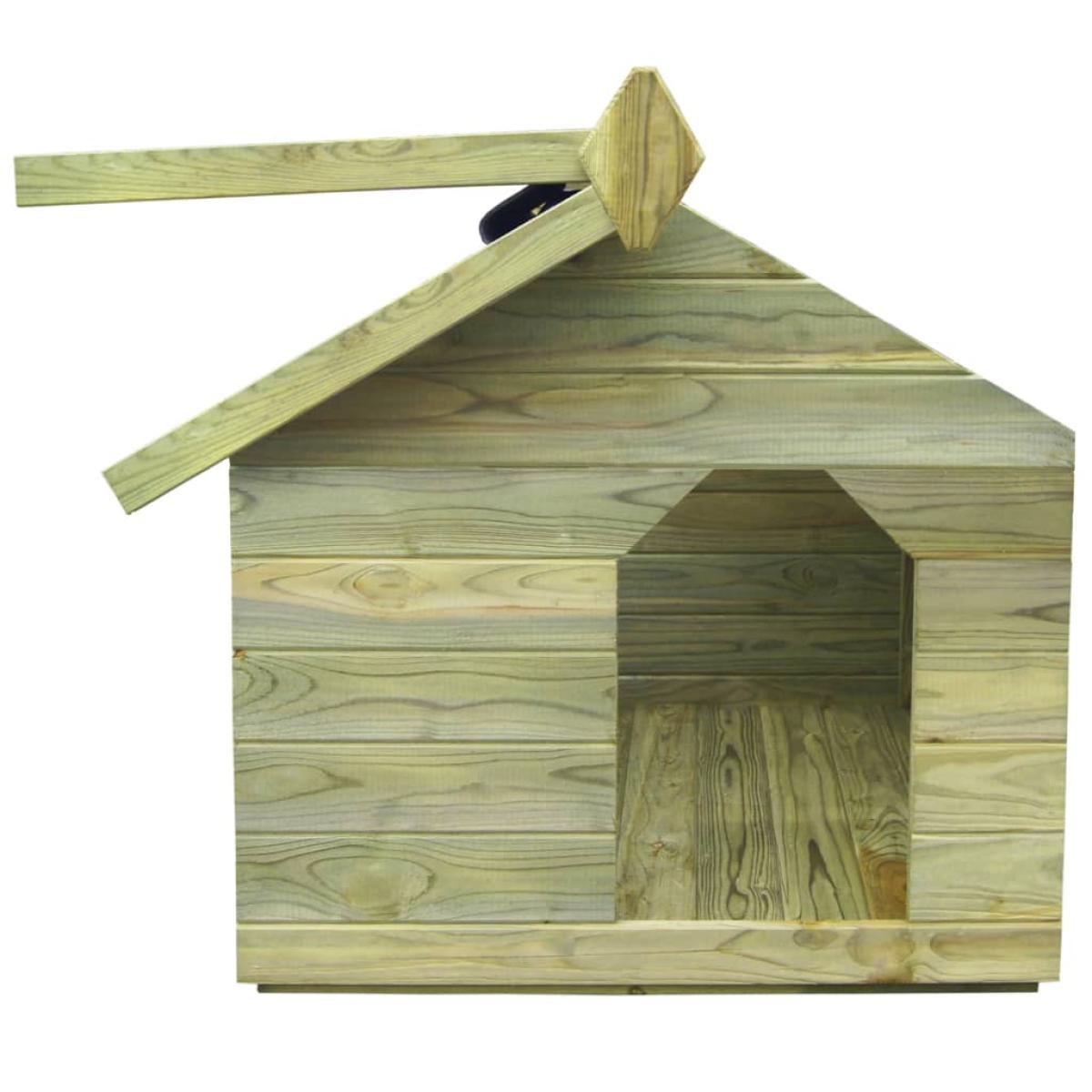Casa de perros de jardín tejado abierto madera pino impregnada