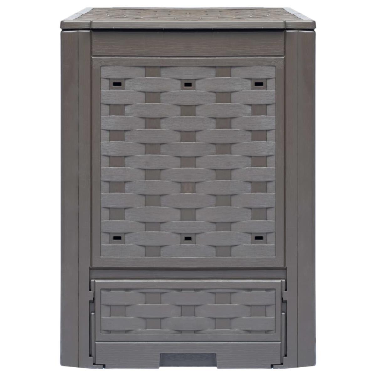 Compostador de jardín marrón plástico ratán 60x60x83 cm 300 L