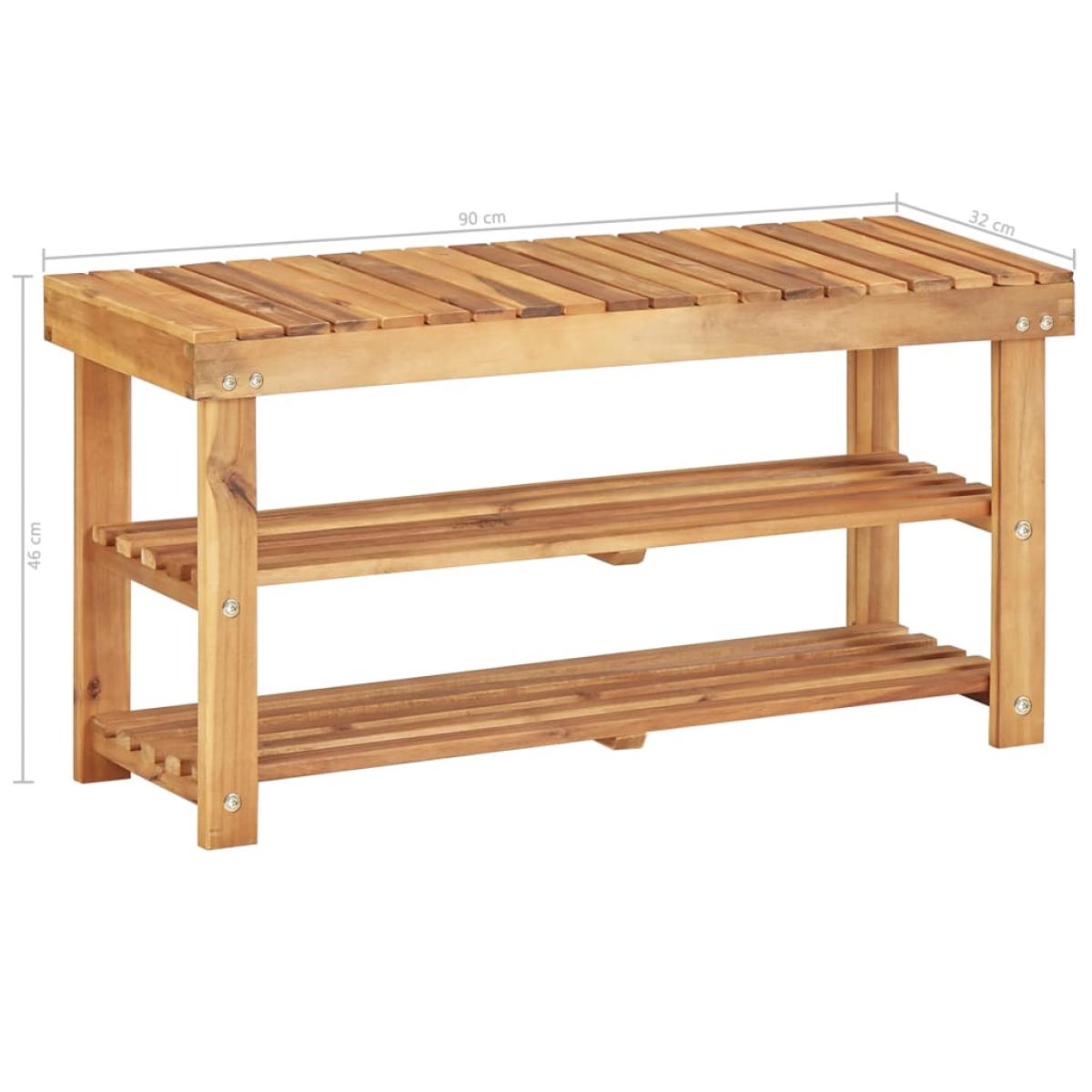 Zapatero de madera maciza de acacia 90x32x46 cm