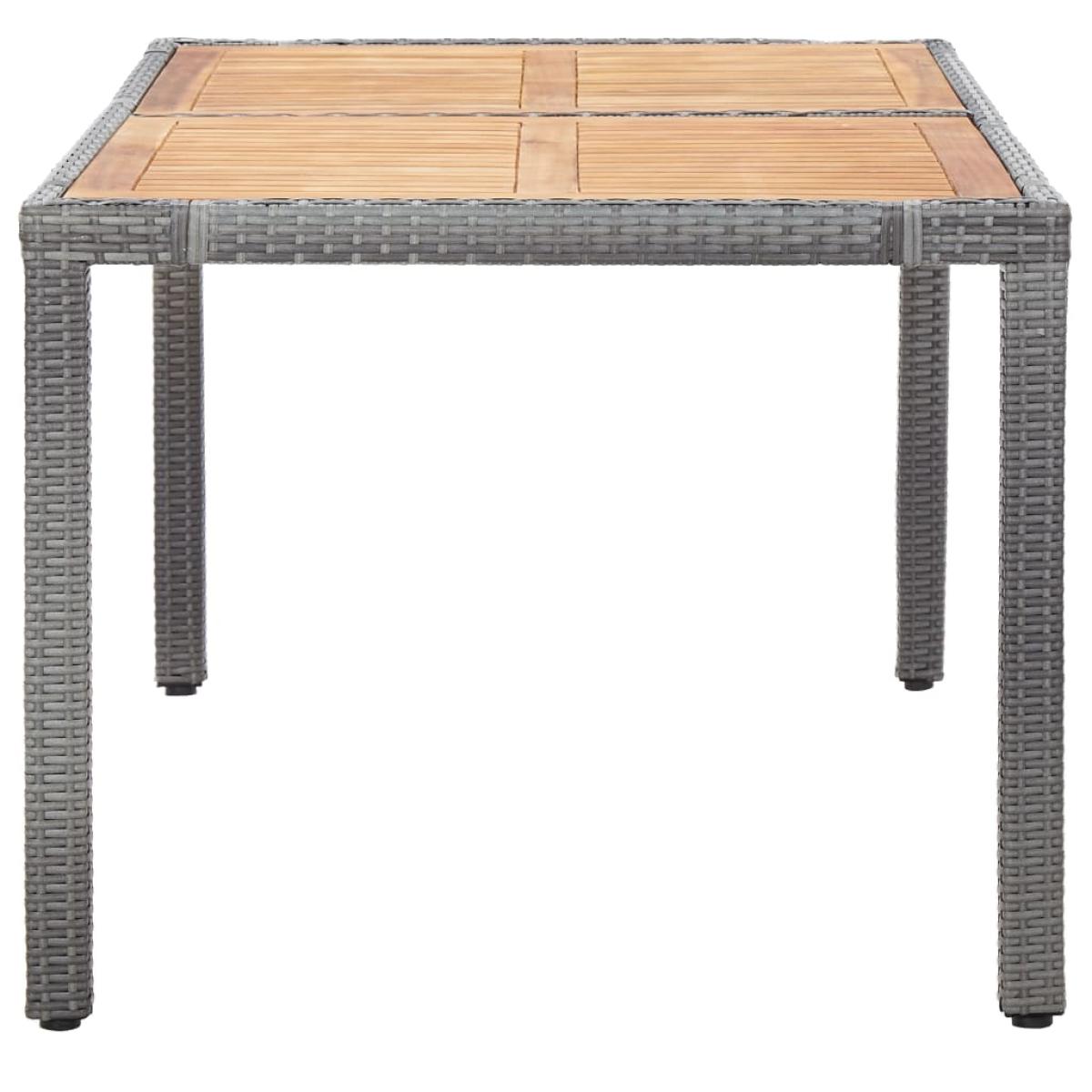 Set de comedor de jardín 7 pzas y cojines ratán sintético gris