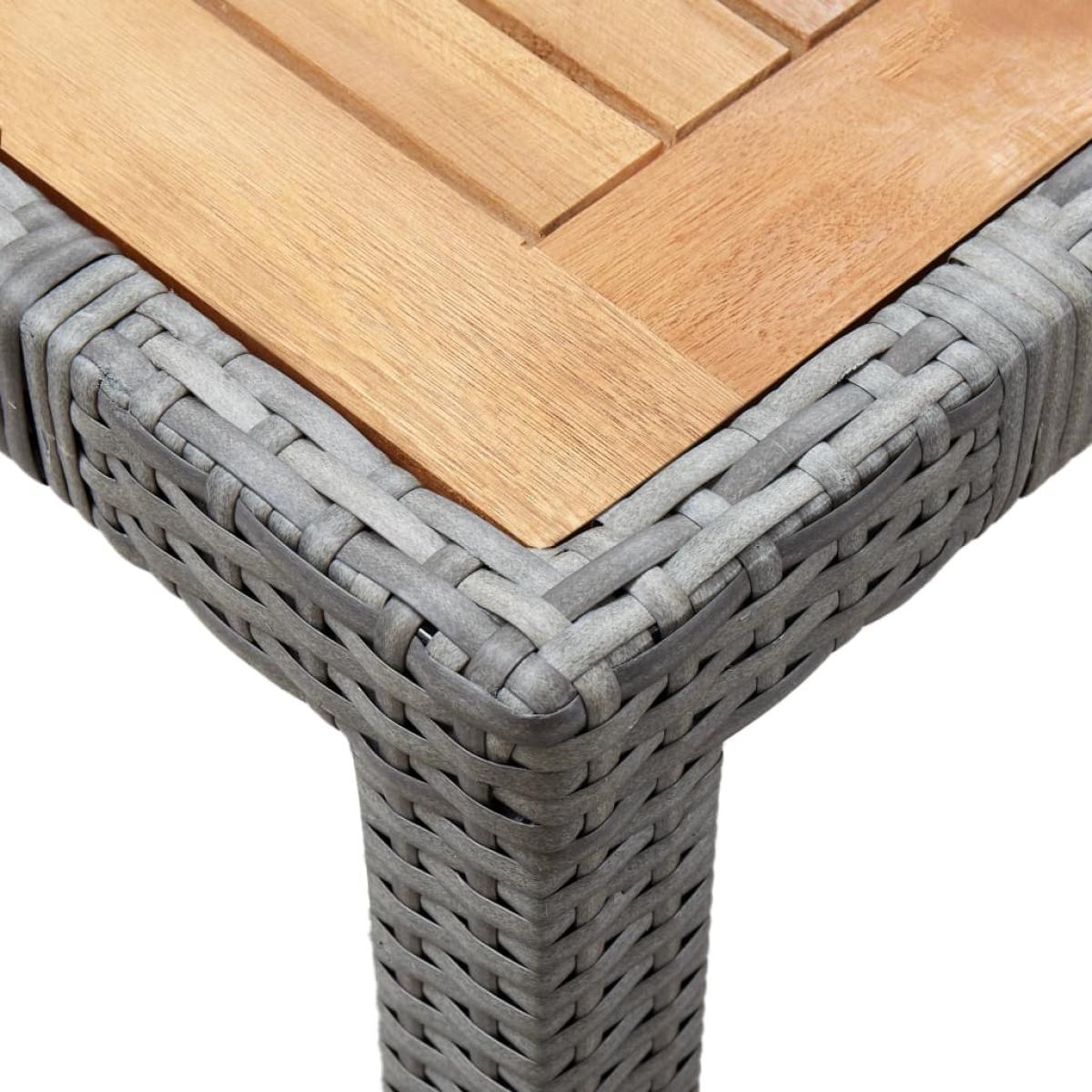 Set de comedor de jardín 7 pzas y cojines ratán sintético gris