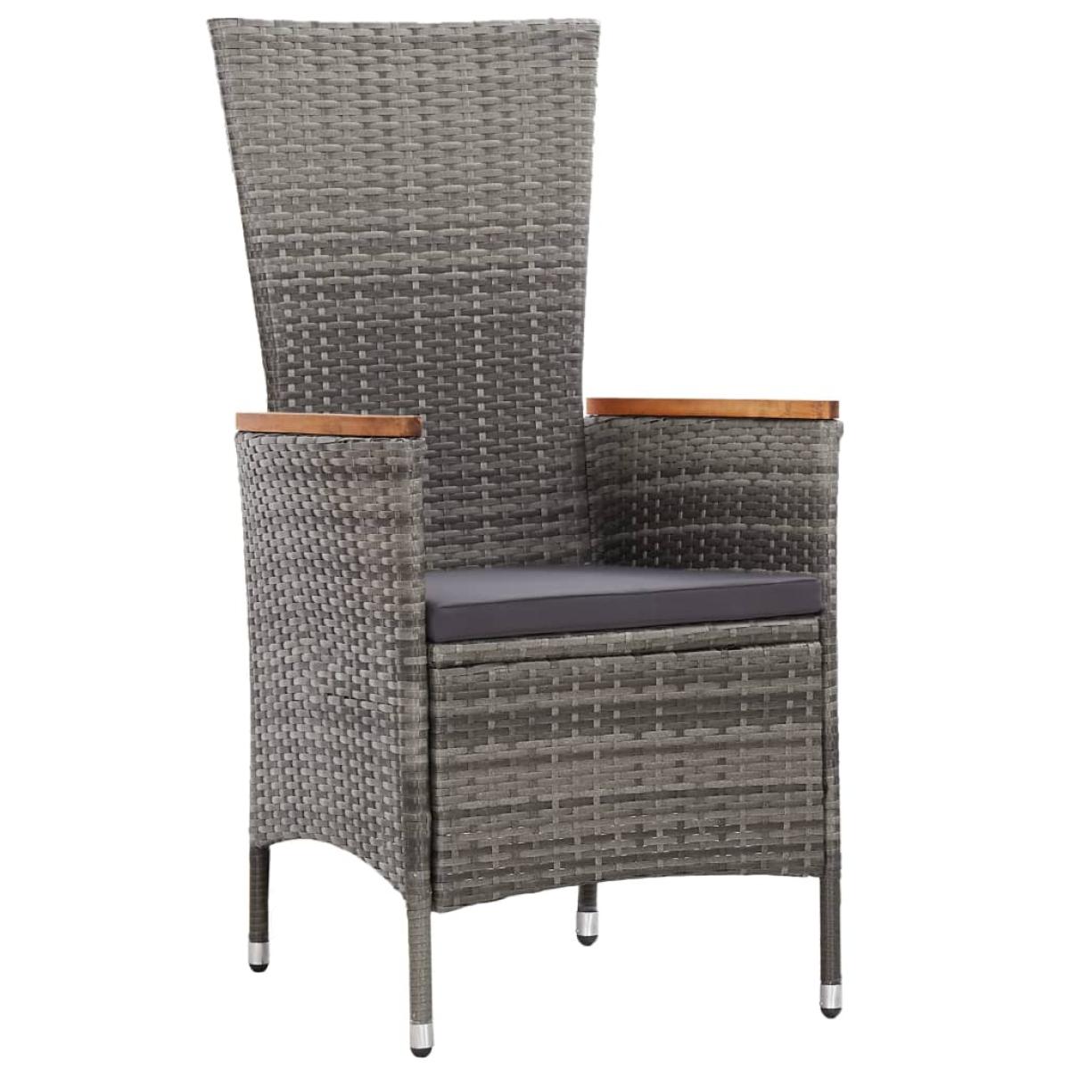Set de comedor de jardín 9 pzas y cojines ratán sintético gris