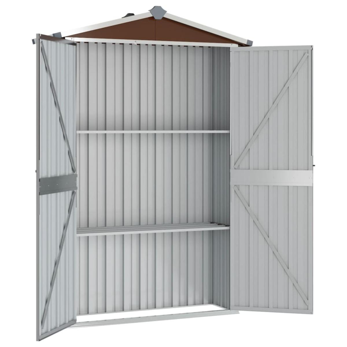 Cobertizo de jardín acero galvanizado marrón 107,5x46x183 cm