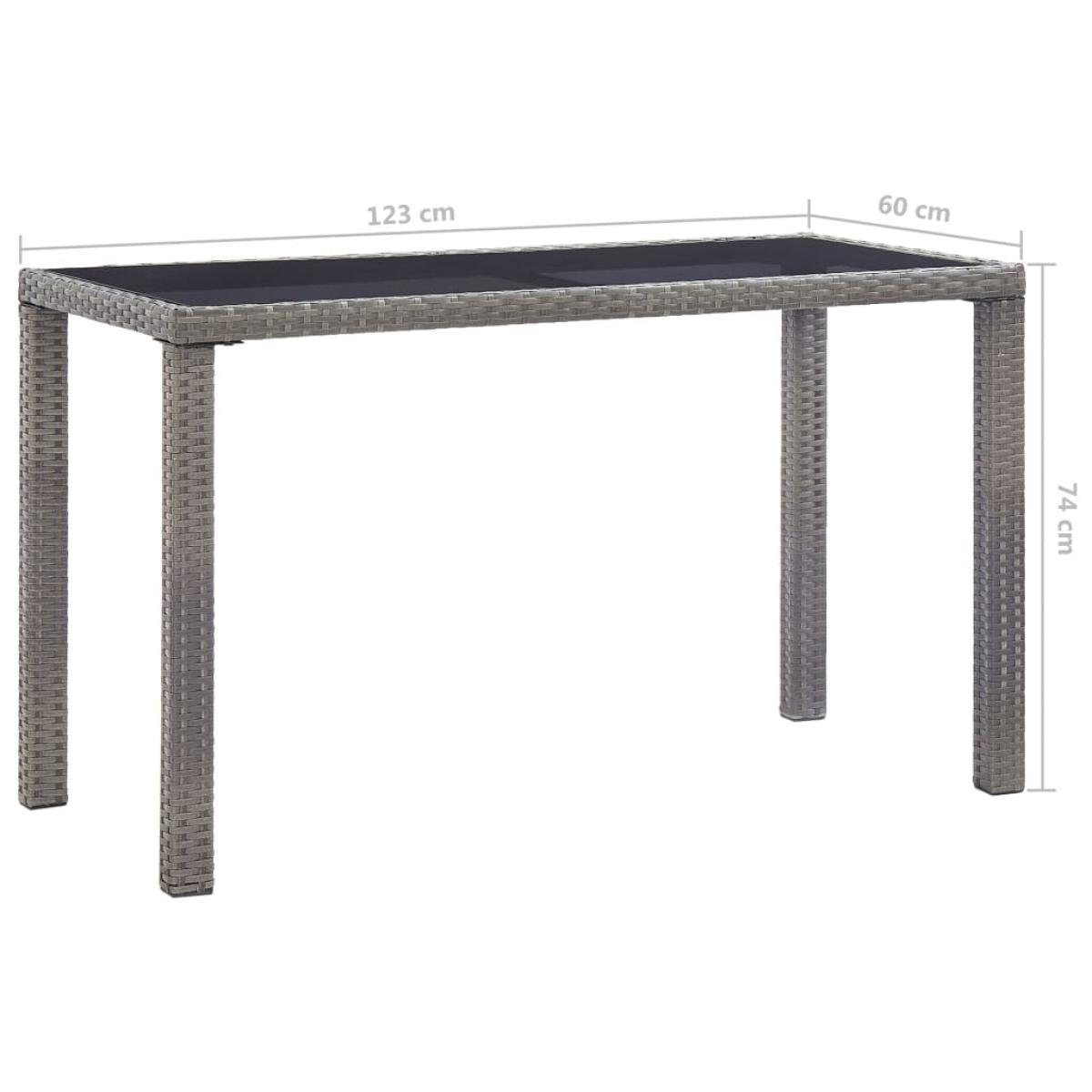 Mesa de jardín de ratán sintético gris antracita 123x60x74 cm