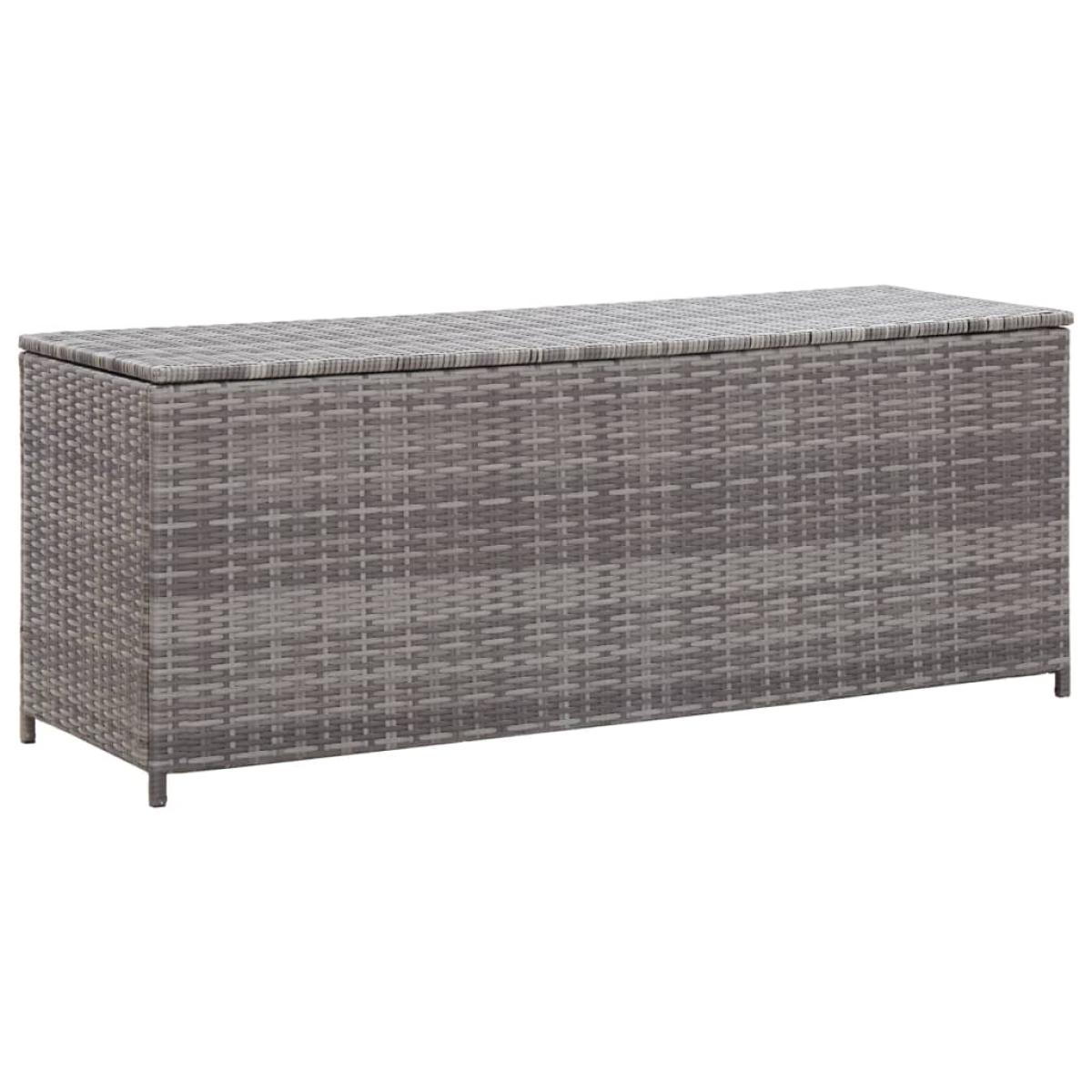 Caja de almacenaje jardín ratán sintético gris 120x50x60 cm