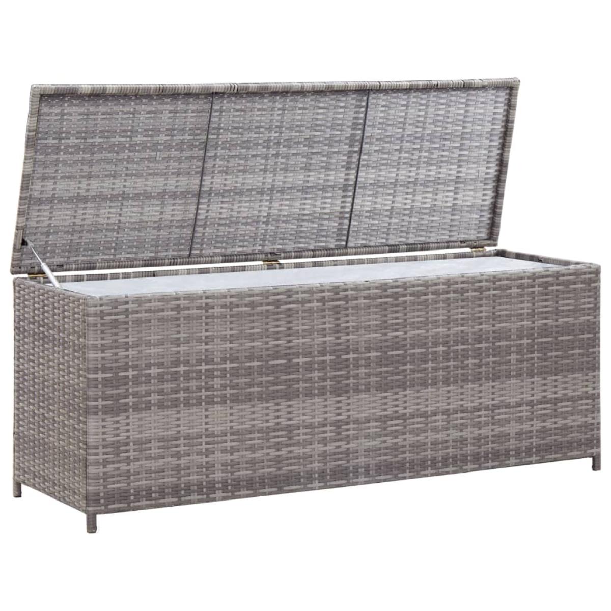 Caja de almacenaje jardín ratán sintético gris 120x50x60 cm