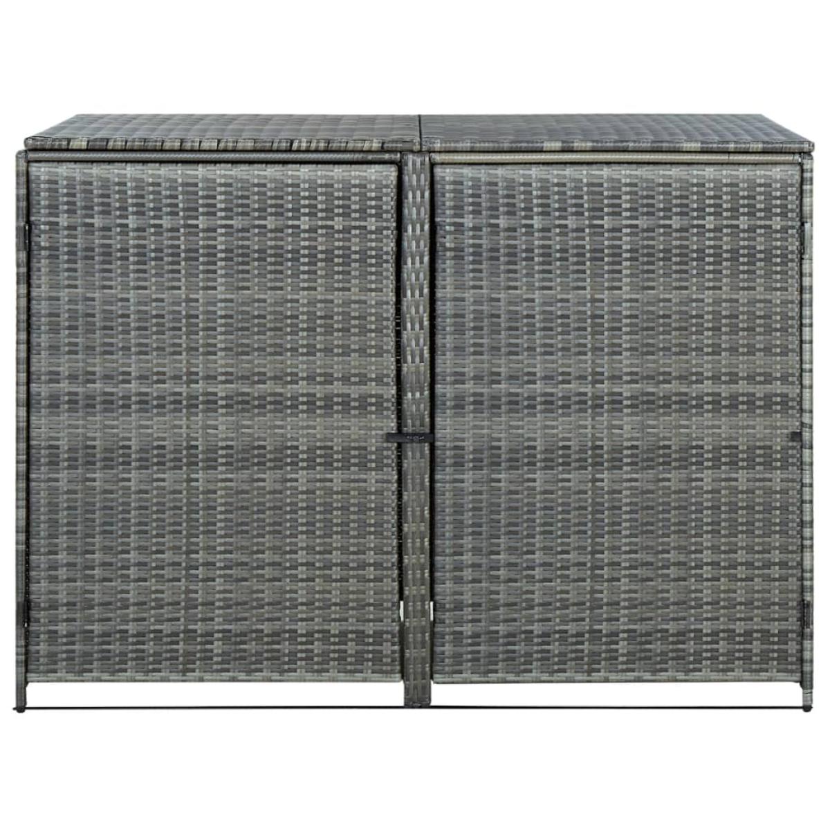 Cobertizo doble para contenedor ratán PE gris 148x77x111 cm  