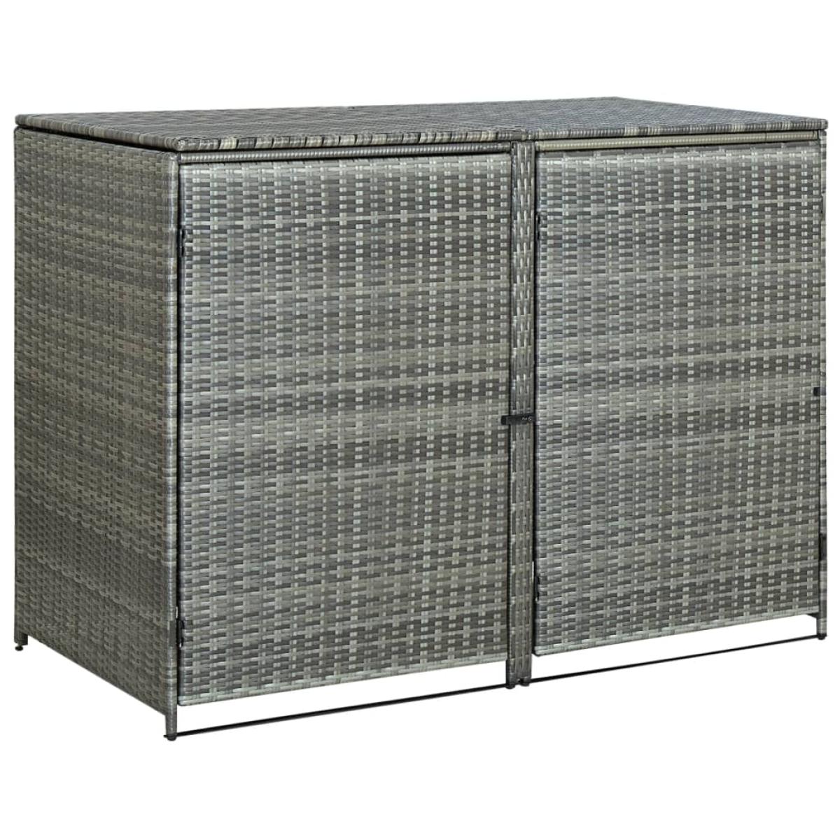 Cobertizo doble para contenedor ratán PE gris 148x77x111 cm  