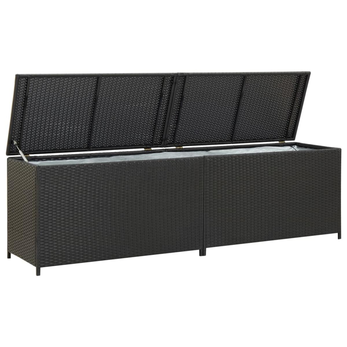 Caja de almacenaje de jardín ratán sintético negro 200x50x60 cm